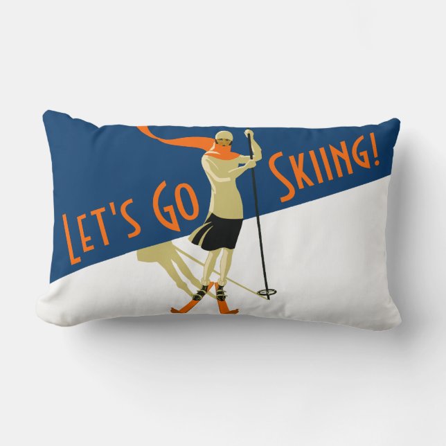 Gelassen uns gehen Ski! Vintage EntwurfSkiers Lendenkissen (Vorderseite)