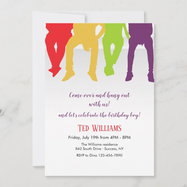 Gelassen uns hängen Sie heraus Einladung (Vorderseite)