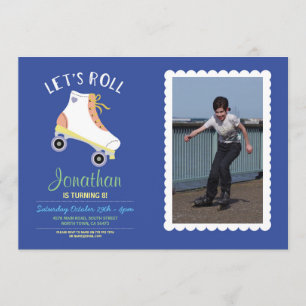 Gelassen uns Rollerskate blaues Einladung