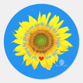 gelassen Weltfrieden - Sonnenblume Runder Aufkleber