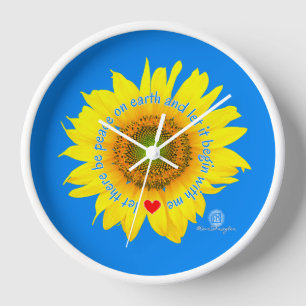 gelassen Weltfrieden - Sonnenblume Uhr