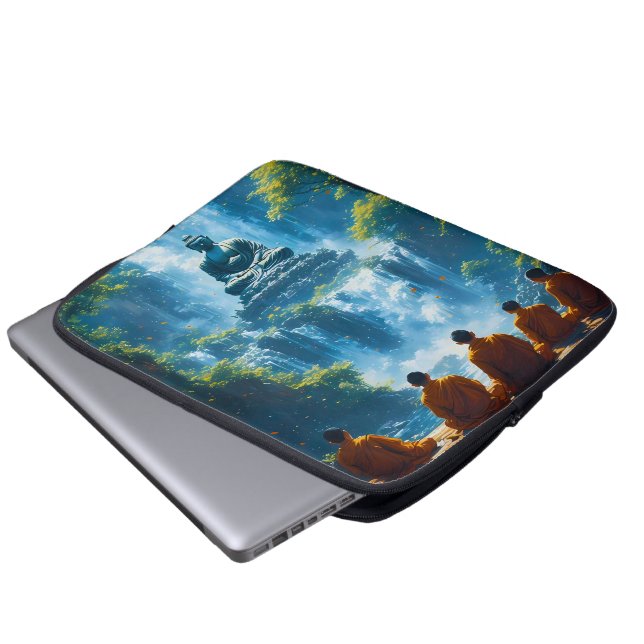 Gelassenheit der fünf Mönche Laptopschutzhülle (Vorne Knopf)