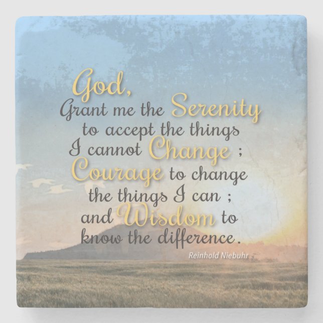 Gelassenheit, Mut und Weisheit Steinuntersetzer (Vorderseite)