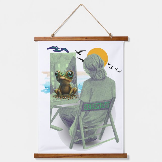 Gelassenheit Wandteppich Mit Holzrahmen (Vorderseite)