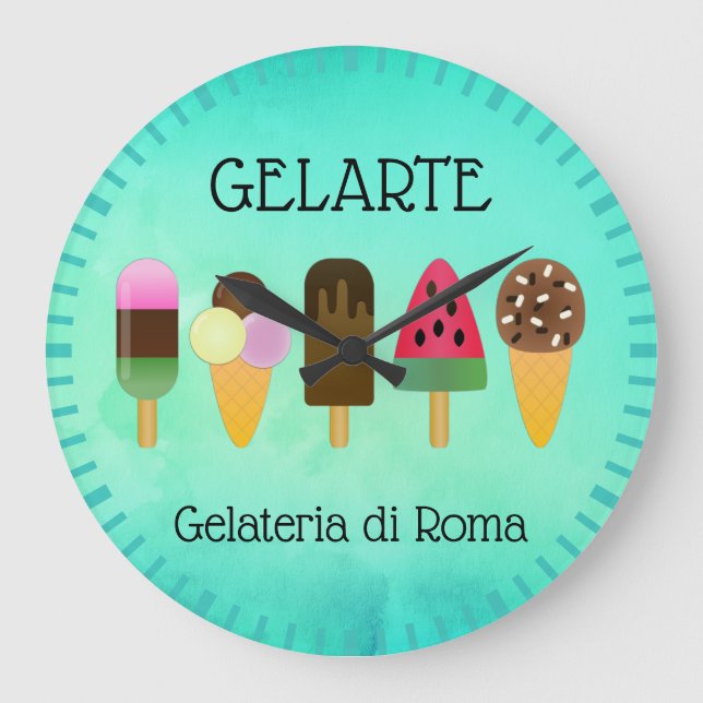 Gelateria / Eiscreme-Parlor Eiscreme Große Wanduhr (Vorderseite)