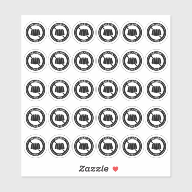 Gelatin Free Wedding Place Card Mini Food Allergy Aufkleber (Blatt)