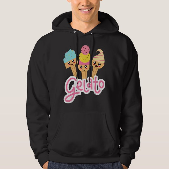 Gelato und italienisches Dessert Gelato Happy Face Hoodie (Vorderseite)