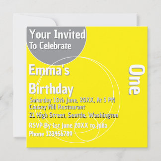 Gelb 1. Geburtstag Einladung