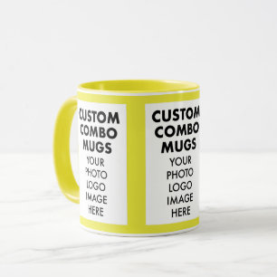 Gelb 4:6 Porträtrahmen 3 x Foto Custom Combo Tasse