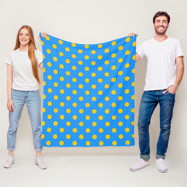 Gelb auf Blau Punkte Musterdesign Fleecedecke (Von Creator hochgeladen)