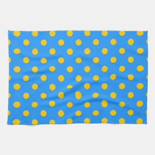 Gelb auf Blau Punkte Musterdesign Geschirrtuch