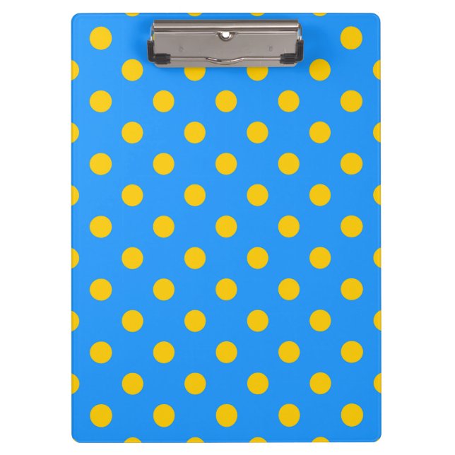 Gelb auf Blau Punkte Musterdesign Klemmbrett (Vorderseite)
