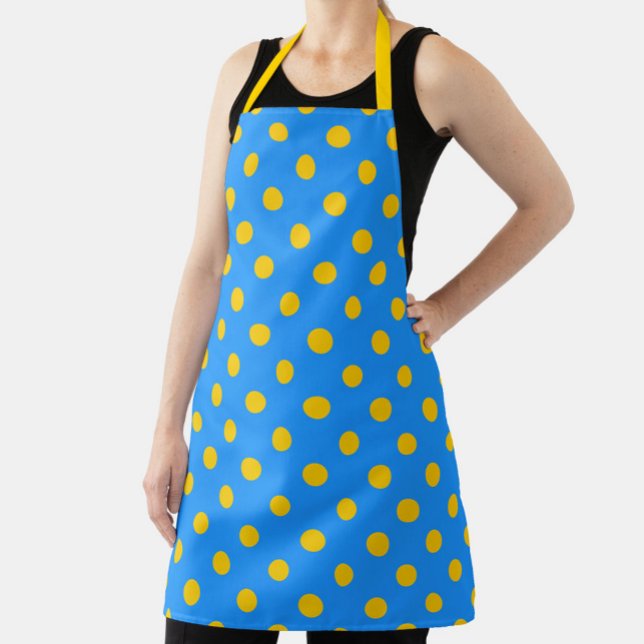 Gelb auf Blau Punkte Musterdesign Schürze (Von Creator hochgeladen)