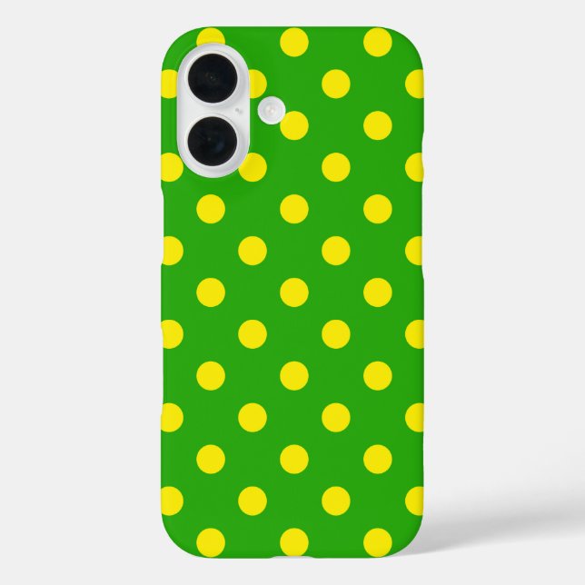 Gelb auf grünem Polka-Punkte-Musterdesign  Case-Mate iPhone Hülle (Rückseite)