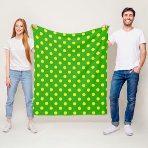 Gelb auf grünem Polka-Punkte-Musterdesign  Fleecedecke