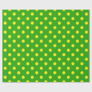Gelb auf grünem Polka-Punkte-Musterdesign  Geschenkpapier