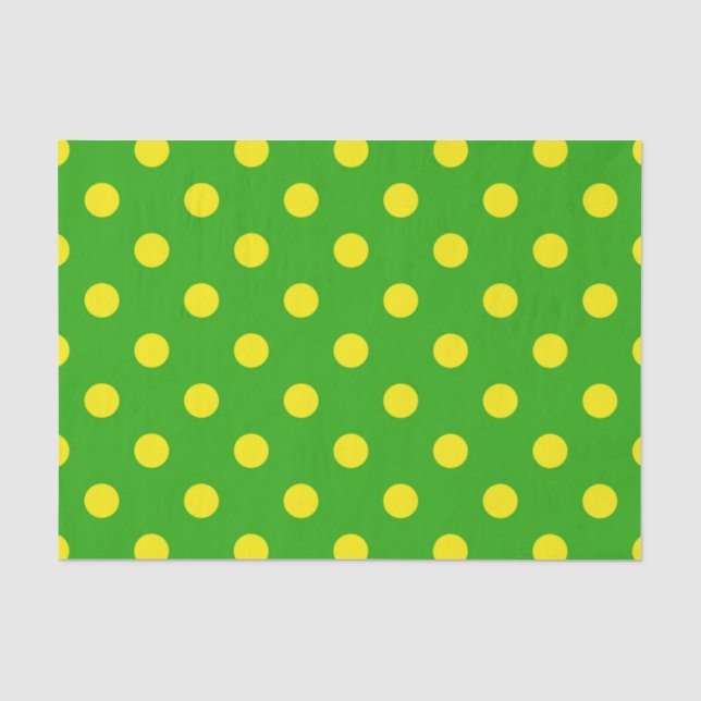 Gelb auf grünem Polka-Punkte-Musterdesign  Seidenpapier (Vorderseite)