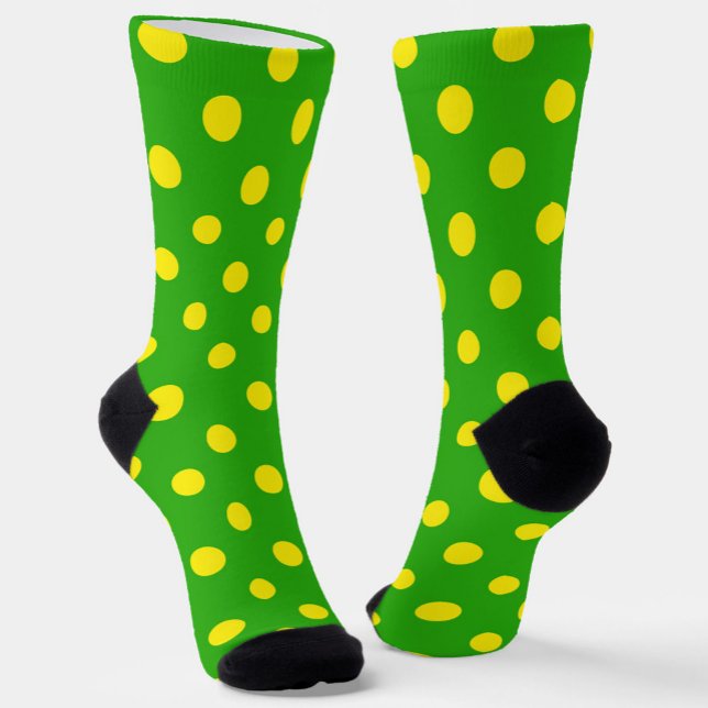 Gelb auf grünem Polka-Punkte-Musterdesign  Socken (Von Creator hochgeladen)