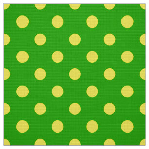 Gelb auf grünem Polka-Punkte-Musterdesign  Stoff