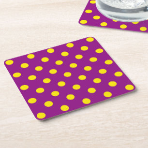 Gelb auf Lila Polka Dots Design Rechteckiger Pappuntersetzer