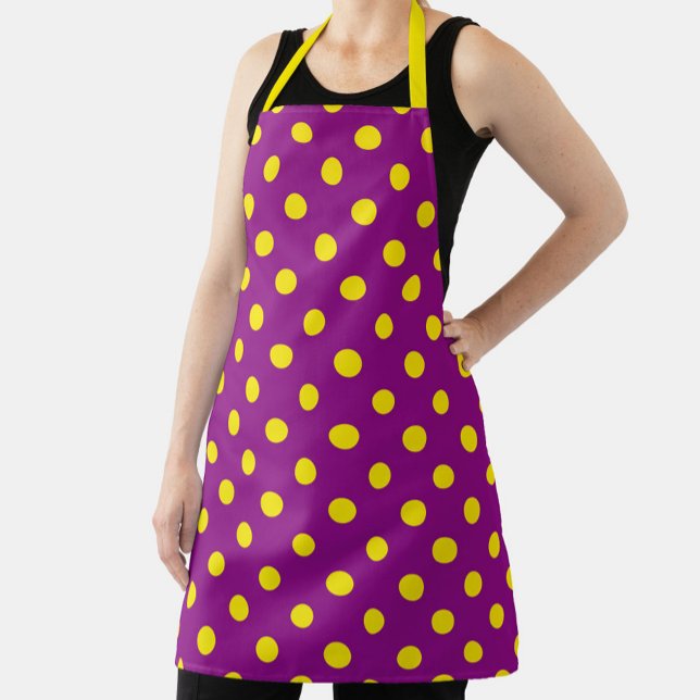 Gelb auf Lila Polka Dots Design Schürze (Von Creator hochgeladen)