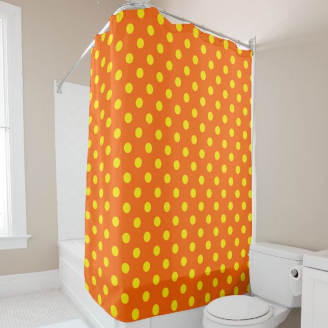 Gelb auf Orange Polka Dots Design Duschvorhang (Von Creator hochgeladen)