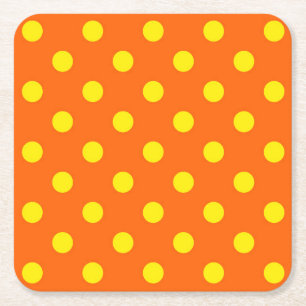 Gelb auf Orange Polka Dots Design Rechteckiger Pappuntersetzer