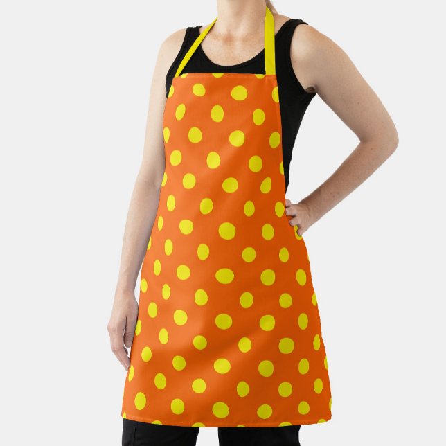 Gelb auf Orange Polka Dots Design Schürze (Von Creator hochgeladen)