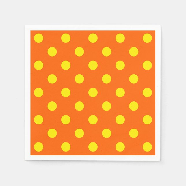 Gelb auf Orange Polka Dots Design Serviette (Vorderseite)