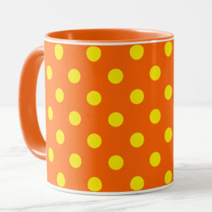 Gelb auf Orange Polka Dots Design Tasse