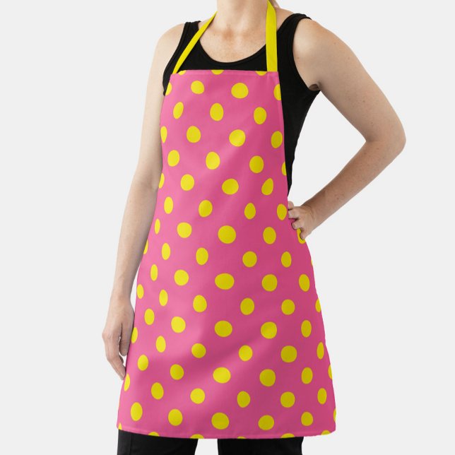 Gelb auf rosa Polka Dots Design Schürze (Von Creator hochgeladen)