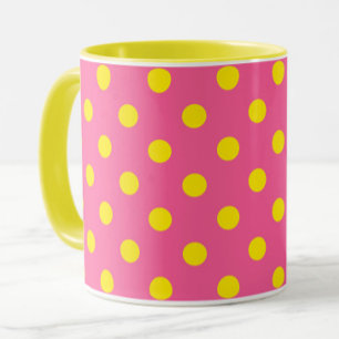 Gelb auf rosa Polka Dots Design Tasse
