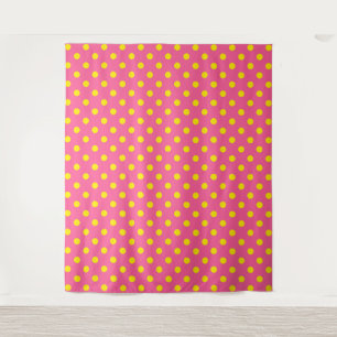 Gelb auf rosa Polka Dots Design Wandteppich
