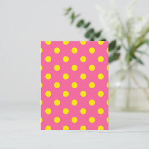 Gelb auf rosa Punkte Muster Design Postkarte