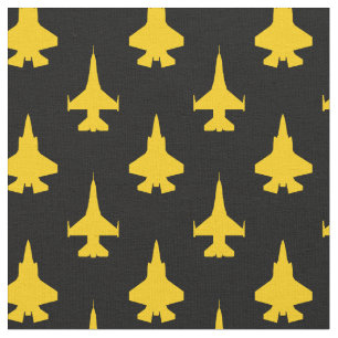 Gelb auf schwarzem F16- und F35-Muster Stoff
