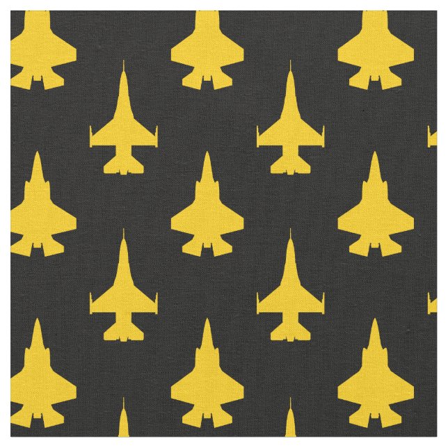 Gelb auf schwarzem F16- und F35-Muster Stoff (Nahaufnahme)
