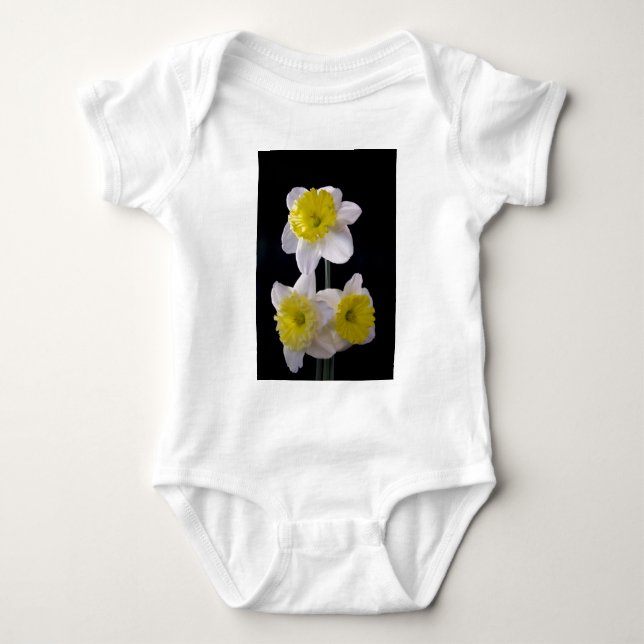 Gelb auf weißem Daffodil Baby Strampler (Vorderseite)