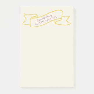 Gelb Banner Violett Lila Personalisierter Name Post-it Klebezettel