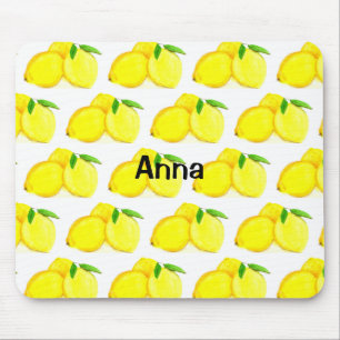 Gelb bemalte Zitronen Wasserfarbenes Fruchtmuster Mousepad