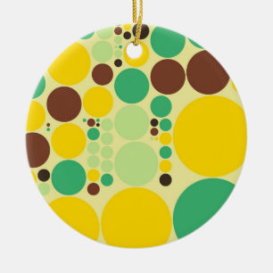 Gelb, Blau, Braun Tupfenmuster Keramikornament