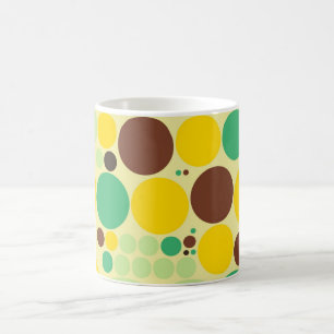 Gelb, blau, braunes Polka-Punktmuster Tasse