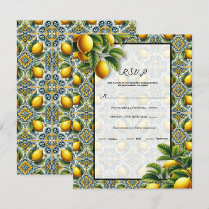 Gelb Blau Capri Zitrone Mittelmeer Fliese RSVP Einladung