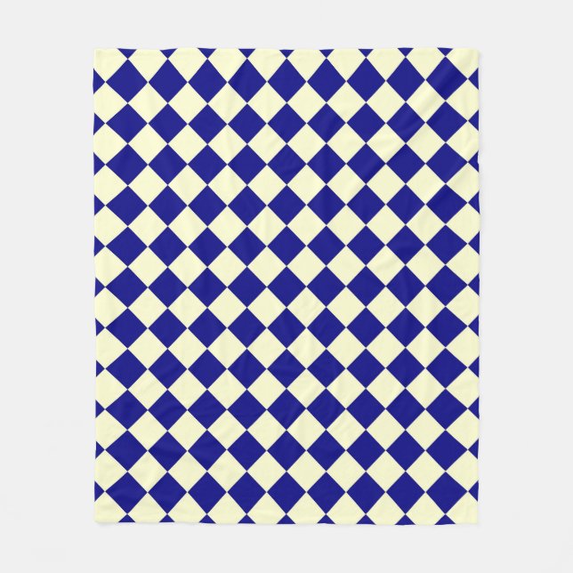 Gelb Blau Checker Diamant Muster Fleece Decke (Vorderseite)