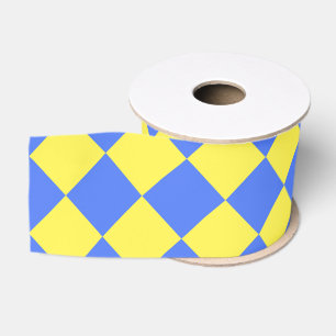 Gelb Blau Checker Diamantmuster Ripsband