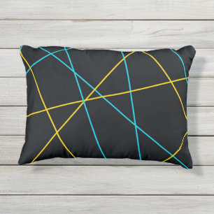 Gelb, blau, cool, trendig, urbane, moderne Linien Kissen Für Draußen