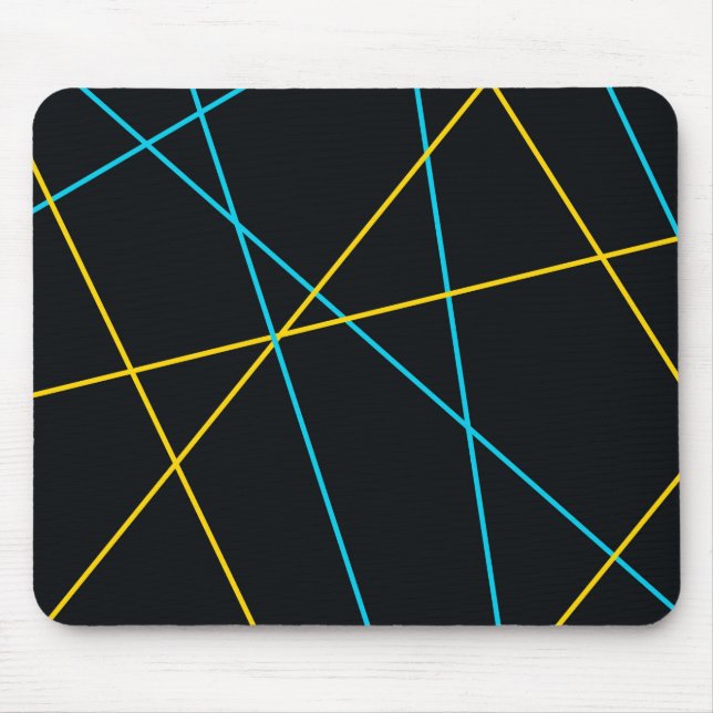 Gelb, blau, cool, trendig, urbane, moderne Linien Mousepad (Vorne)