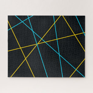 Gelb, blau, cool, trendig, urbane, moderne Linien Puzzle