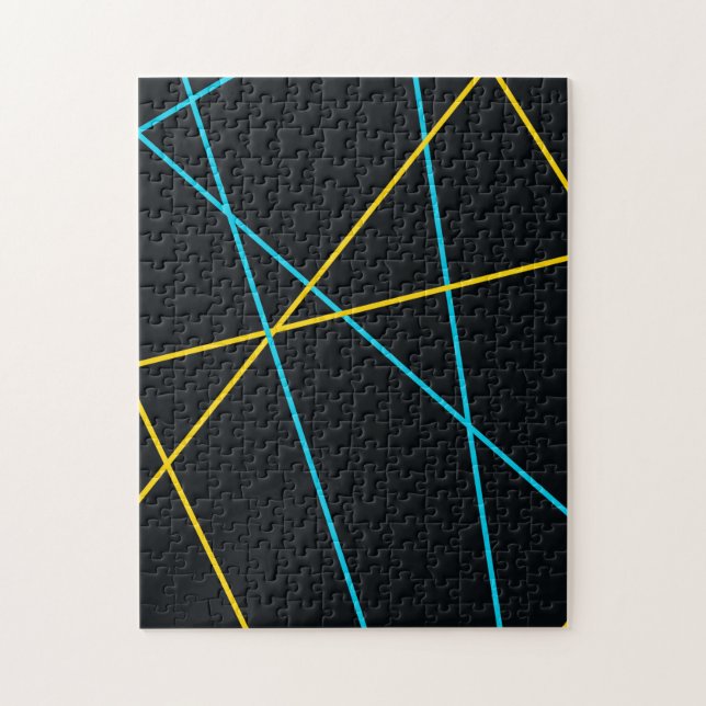 Gelb, blau, cool, trendig, urbane, moderne Linien Puzzle (Vertikal)