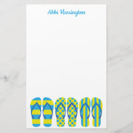 Gelb & blau Flip Flops Personalisiert Stationery Briefpapier