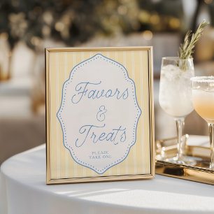 Gelb & Blau gestreift Favors und Treats Schild